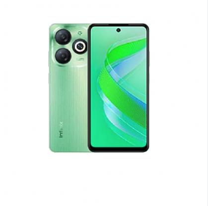 Tampilan depan dan belakang Infinix terbaru 2025 dengan desain modern warna hijau mint.