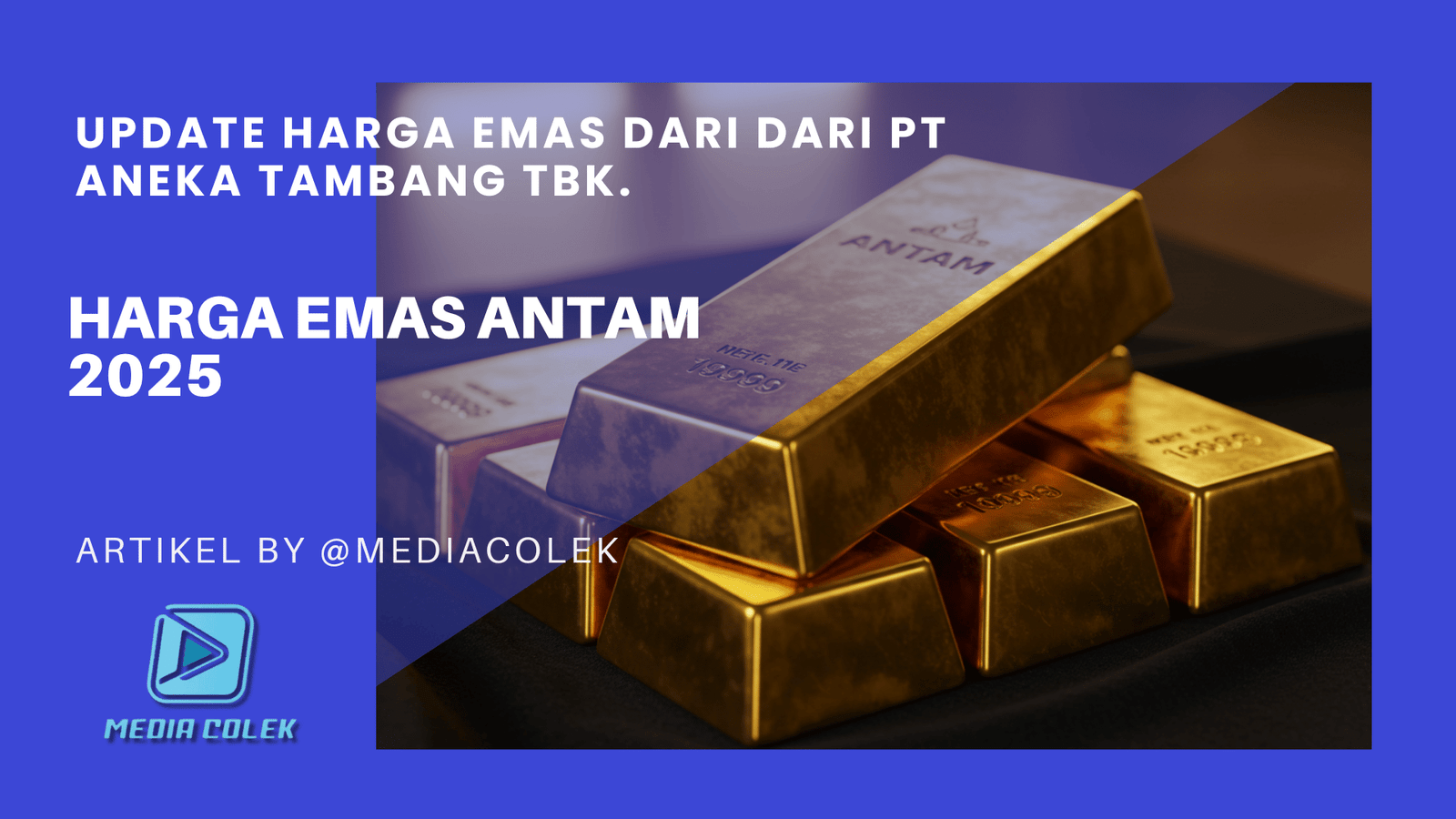 Tumpukan emas batangan Antam bersinar di atas kain beludru hitam dengan pencahayaan hangat.