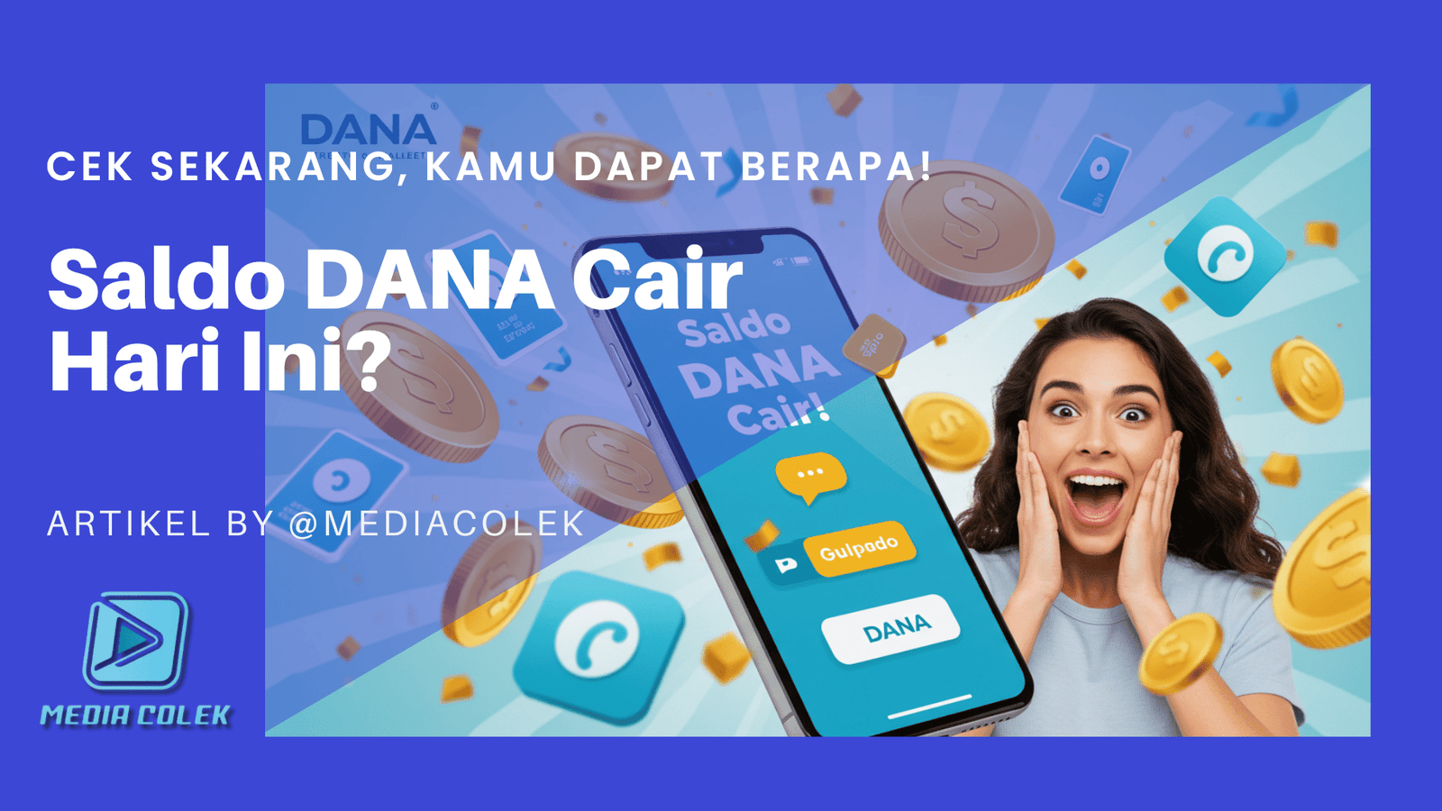 Ilustrasi saldo DANA cair dengan tampilan ponsel dan ikon koin digital bertebaran, menandakan pencairan saldo berhasil.